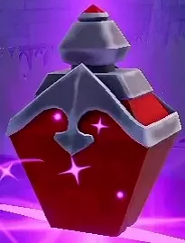 Red Greater Health Potion bottle with angular silver trim.