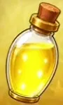 XP Boost bottle containing yellow liquid with a brown stopper.
